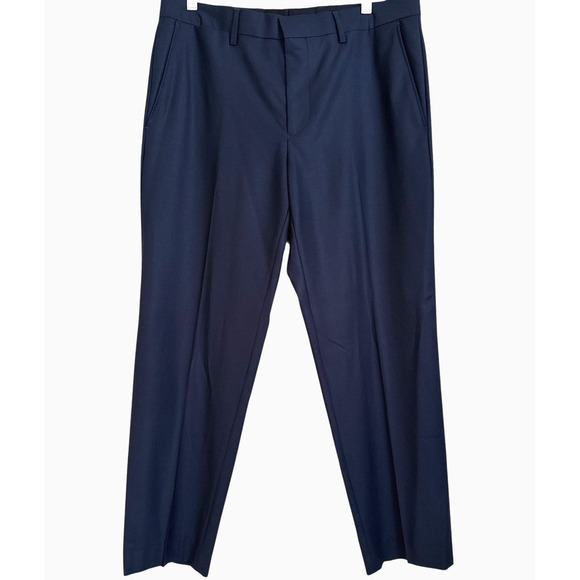 Versace Collection Mens Size 50 (34x28) Navy Wool Straight Dress Pants - Picture 1 of 9